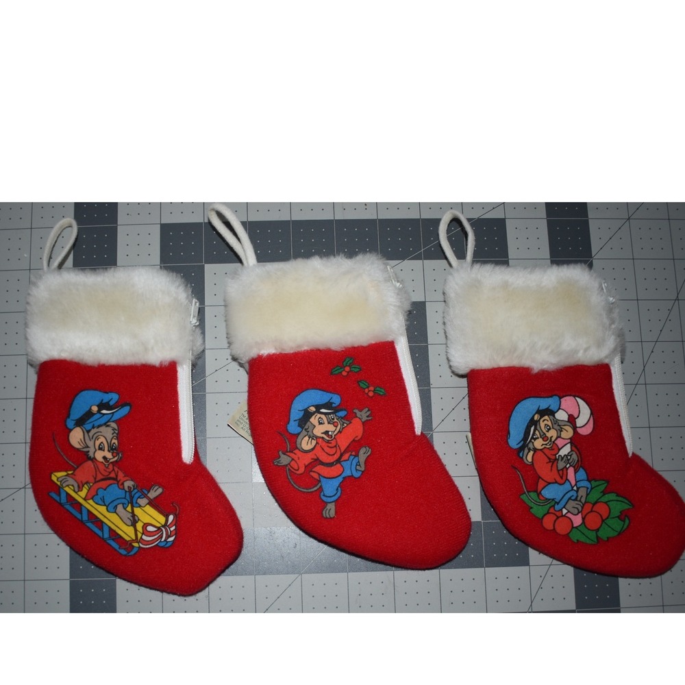 1986 An American Tail Fievel Mousekewitz Christmas Stockings Lot McDonalds